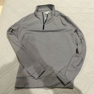 Peter Millar Men's Striped Gray Zip-Up Sweater